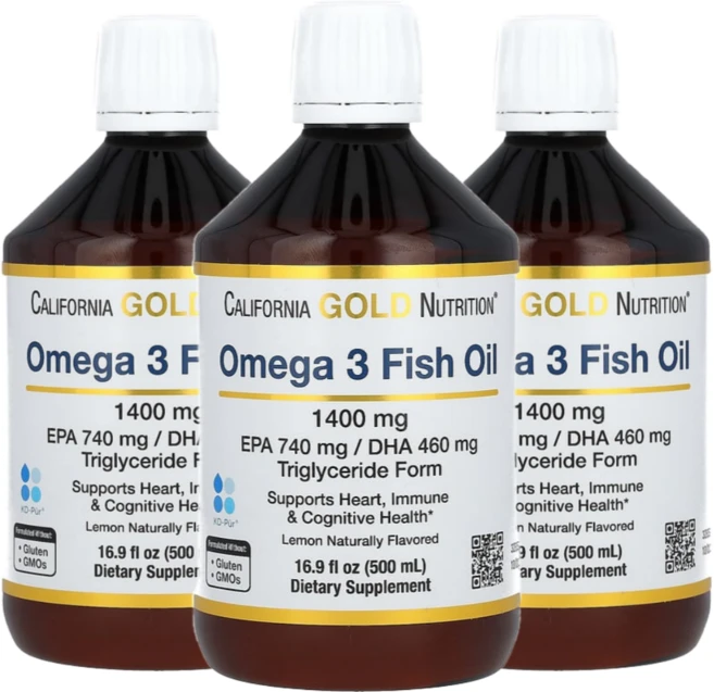 캘리포니아 골드 뉴트리션 CGN 오메가3 피쉬 오일 1400mg 천연 레몬향 500ml 3통 - 쿠팡