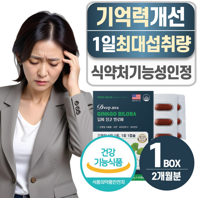 수험생 영양제 헬시위듀 징코 은행잎추출물, 1개, 60정