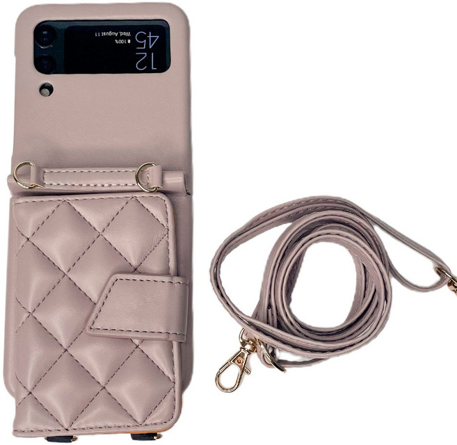 케바케 갤럭시 Z 플립5 플립4 플립3 퀄팅 가죽 카드 스트랩 케이스