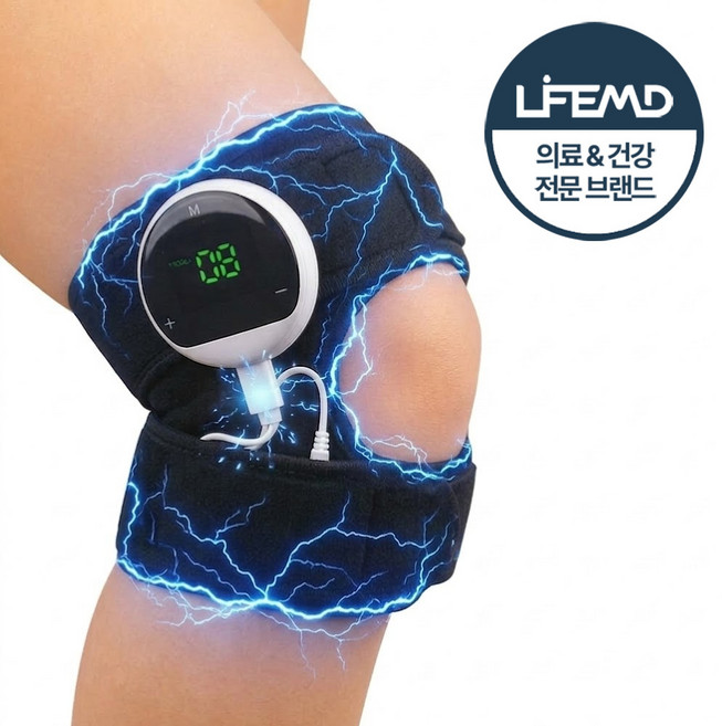 라이프엠디 ems 저주파 무릎 마사지기 다리 속근육 종아리 무선 안마기 발목 팔목 손목 다용도 관절 보호대, 블랙, LMD246B