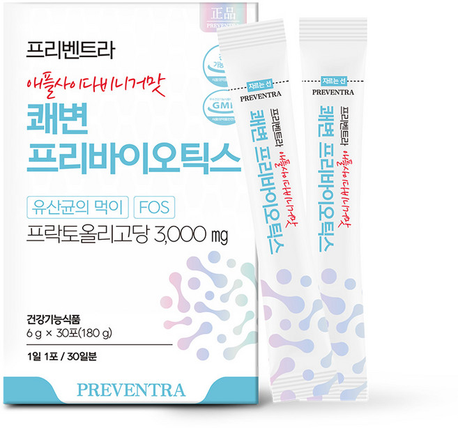 프리벤트라 애플사이다비니거맛 쾌변 프리바이오틱스 30포 / 국내산 FOS 난소화성말토덱스트 사과초모식초, 1개, 30회분