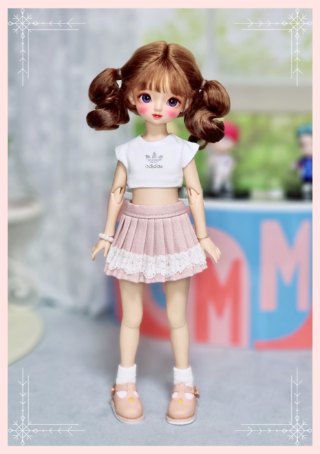 #도리스돌 30cm 옷( 인디핑크 레이스 3종세트 )[마구샵]#구체관절인형#bjd#인형옷#유딩이#도리스돌#포켓돌, 1개