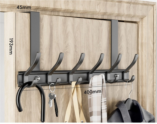 마벨인홈 고급형 무타공 방문 도어 행거 문걸이 후크, 1개, 블랙, 12구