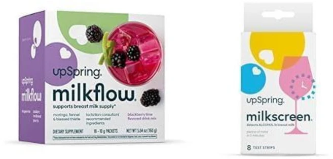 업스프링 밀크플로우 모유 음료 믹스와 모링가 & 블레스드 시슬 페누그릭 없음 | 블랙베리 라임 맛 모유에서 알코올 감지 16팩+밀크스크린 8개 테스트 스트립, 업스프링 밀크플로우 모유 음료 믹스와 모링가 & 블레스, 150g, 1개 - 쿠팡