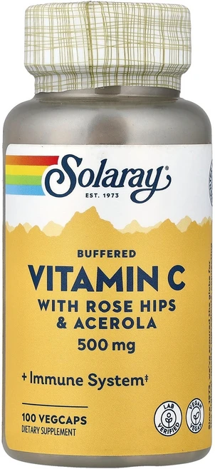 솔라레이 Solaray 로즈힙 및 아세로라 함유 완충형 비타민C 베지 캡슐 100정120912원산지:기타, 500 mg, 1개 - 쿠팡
