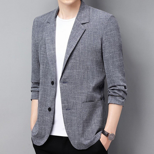 린넨 블레이저 얇은 여름 자켓 여름용 면 남성 재킷 루즈핏 캐주얼 가벼운 클래식 투버튼 싱글브레스트 스타일리쉬 탑