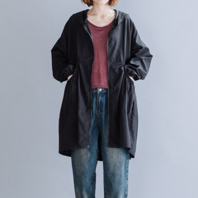 에블 대박걸 여성 얇은 점퍼 미디 길이 윈드 브레이커 캐주얼 자켓