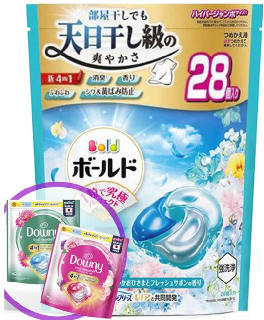 P&G 일본 다우니 보르도 캡슐세제 섬유유연제+세제 4 in 1 프레시 플라워 사본향 28겔볼, 1개, 28개입