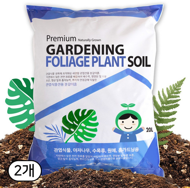 세경팜 관엽식물 몬스테라 분갈이 흙, 20L, 2개