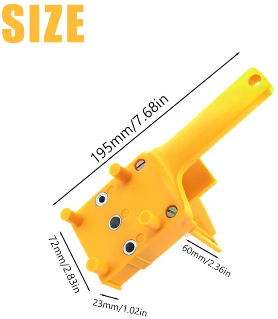 문짝지그 우드 도웰링 지그 펀치 로케이터 가이드 홀 펀처 핸드헬드 목공 포켓 키트, 01 YELLOW, 02 PCS BODY