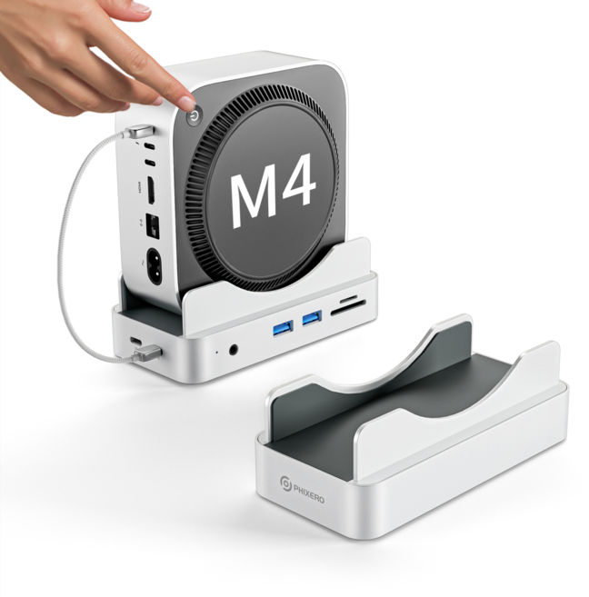 픽세로 MiniDock M.2 Nvme SSD 마이크 SD/TF 7 in1 맥미니 M4 스탠드 멀티포트 확장 도크 PSE, 1개