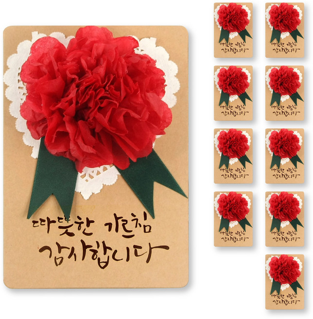 카네이션 카드 만들기 세트 크라프트카드+레드 10세트