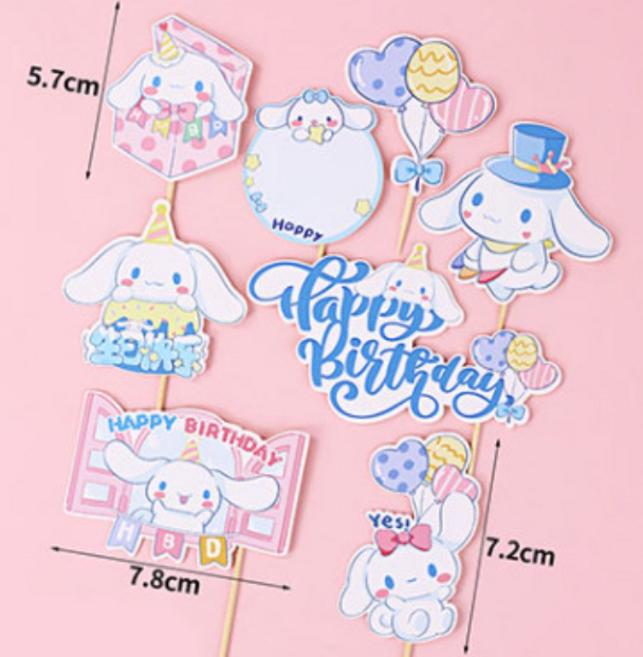 시나모롤 마이멜로디 케이크 토퍼 피규어 토퍼 폼폼푸린, 01 8종 토퍼 (C013)