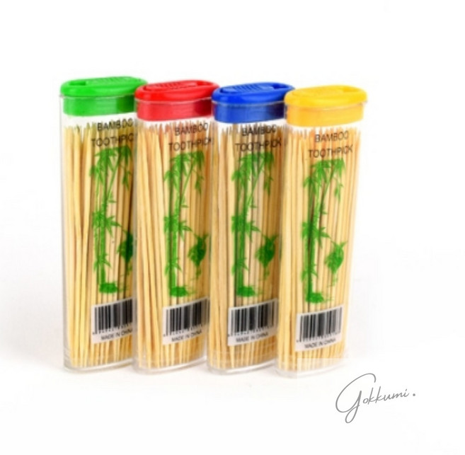 슬우네Pick 휴대용 양면 대나무 이쑤시개 휴대용이쑤시개