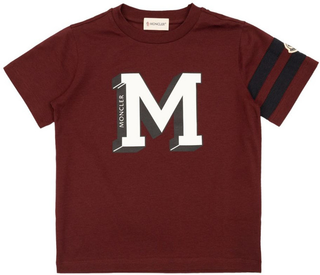 몽클레르 앙팡 빅 M 로고 프린트 크루 넥 티셔츠