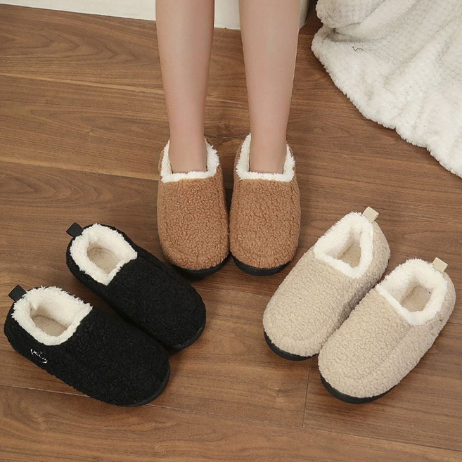남성실내슬리퍼 남성 여성 겨울 외출 실내 사무실 방한 양털 안감 뽀글이 슬리퍼