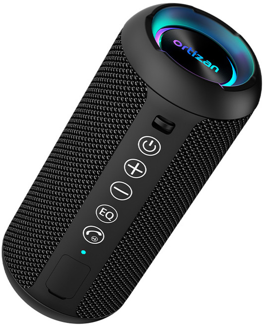 Ortizan 휴대용 출력 24W LED 캠핑 방수 우수한 블루투스 스피커 IPX7 X10, 검정