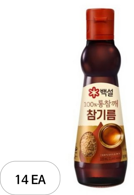 백설 100% 통참깨 참기름, 320ml, 14개