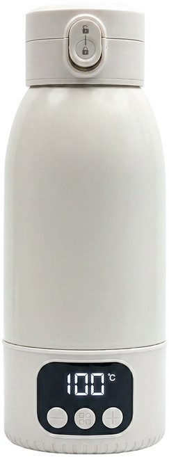 장바군이 100도 휴대용 분유포트 전기포트 온도조절 아기 분유 보온병, 1개, 500ml, 아이보리