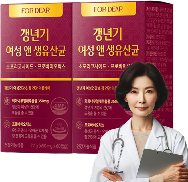 갱년기유산균 yt1 식약청 인증 메노락토프리미엄 갱년기 여성앤 생유산균 세트상품[선택:옵션1/옵션2], 2개, 여성유산균, 60정
