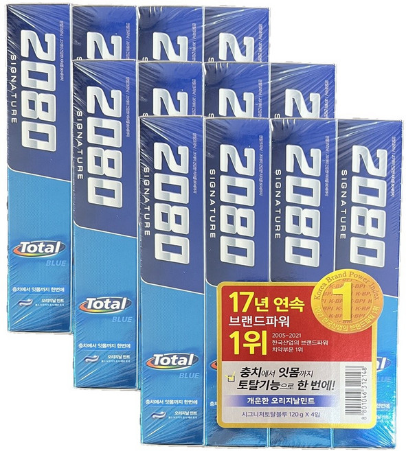 2080 시그니처 토탈블루 치약 125g, 12개