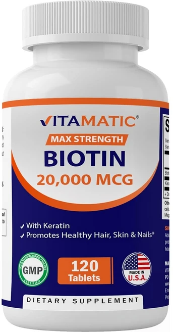 Vitamatic Biotin 비타매틱 비오틴 20000mcg 120타블렛, 1개, 240정 - 쿠팡