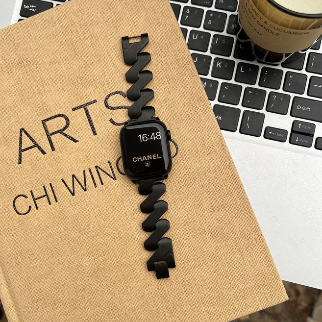 不褪色 金屬不鏽鋼錶帶, 黑色, 42mm, 1個