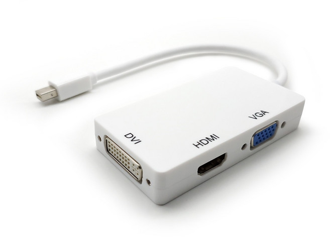 Mini DP 轉 HDMI/VGA/DVI 三合一轉接器, 1個