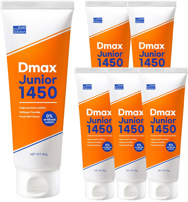 듀오솔루션 디맥스 주니어1450 민트향 어린이치약, 80g, 6개