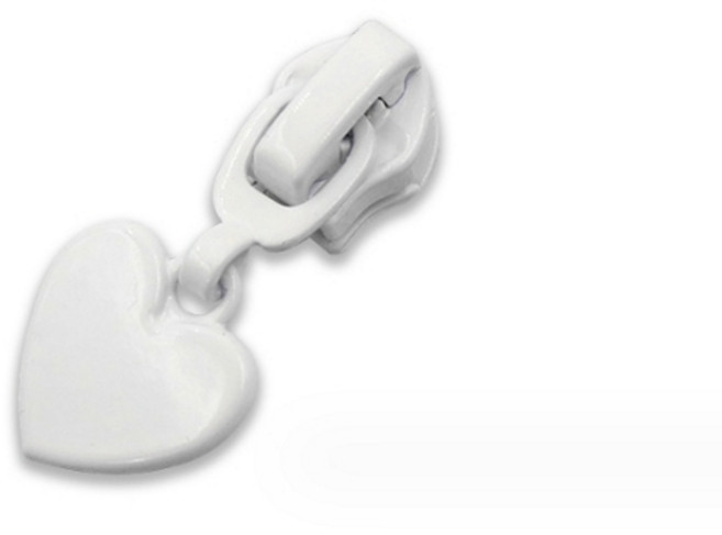 하트 지퍼 자크 고리 손잡이 후크 가방 옷 슬라이더, 화이트 076440CM