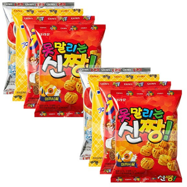 크라운 크크스낵 4번들 (신짱+카땅+죠리퐁+콘칲), 2개, 213g