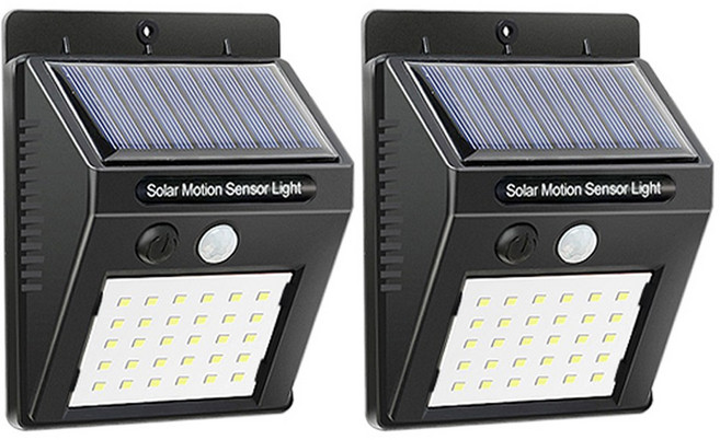 투데이리빙 1+1 세트 30구 LED 벽등 태양열 벽부등 감지 센서등 방수 베란다 벽 조명 등 태양광 인테리어 외벽등 정원등 실외 전등 문주등 야외 아파트실외벽 벽전등, R65006A, 화이트광, 1세트