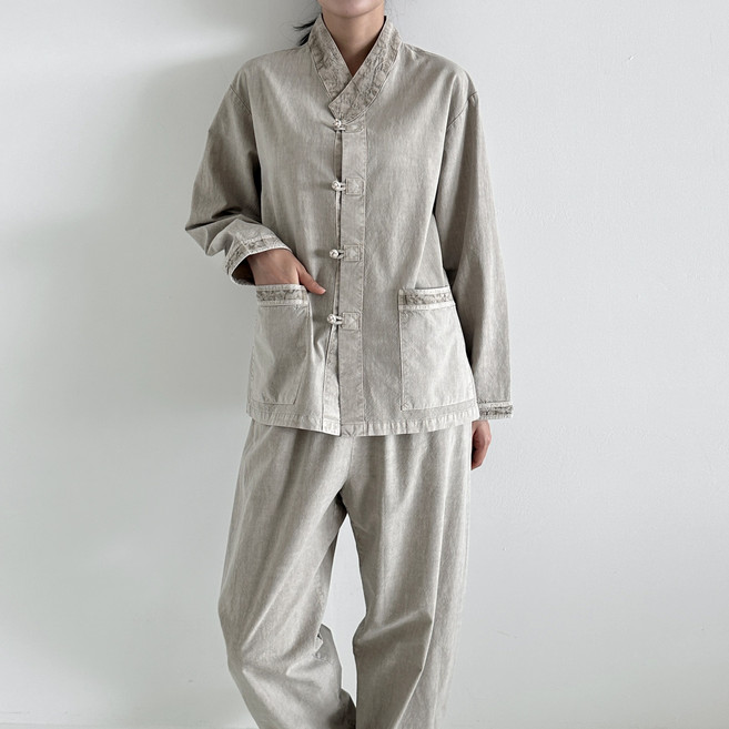 긴팔 가을 생활한복 개량한복 20수 자수티바지 저고리바지 남녀공용 실내용 절복 법복 국산한복