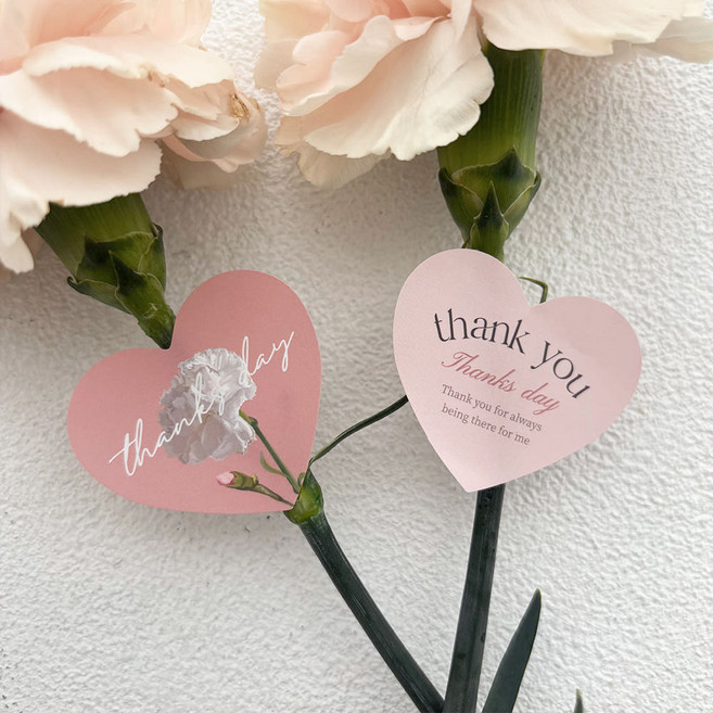 어버이날스티커 하트 땡큐 감사 카네이션스티커, 홉합, 50개