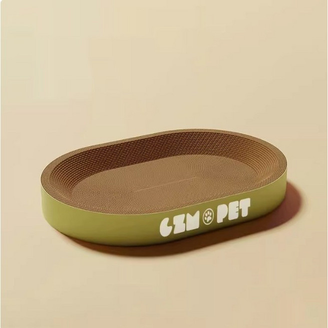 타원형 고양이 스크래쳐 침대 일체형 내마모성 튼튼한 캣베드, 1개, 그린