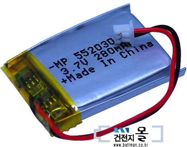 맥스파워 리튬폴리머 충전용 건전지 MP552030-PCM (3.7V 280mAh) C51021RB, 1개, 1개입