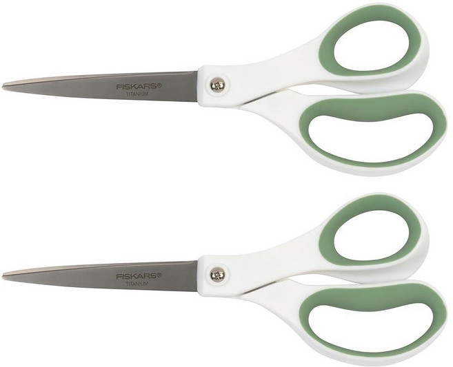 Fiskars Everyday Softgrip 티타늄 패션 가위 (20.3cm(8인치)) - 2팩 포레스트 펀 240083 5933438981