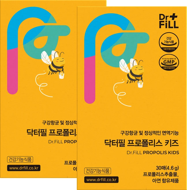 닥터필 어린이 프로폴리스 키즈 영양제 아연 함유 바나나맛 필름 식약청인증 HACCP, 4.6g, 2개 - 쿠팡
