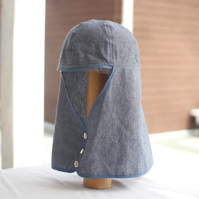 (국내제작) 여름얇은 청지코튼면100 용접두건 시보리 똑딱단추 용접모자, 1개, 머리둘레 대 (남자L~XL)