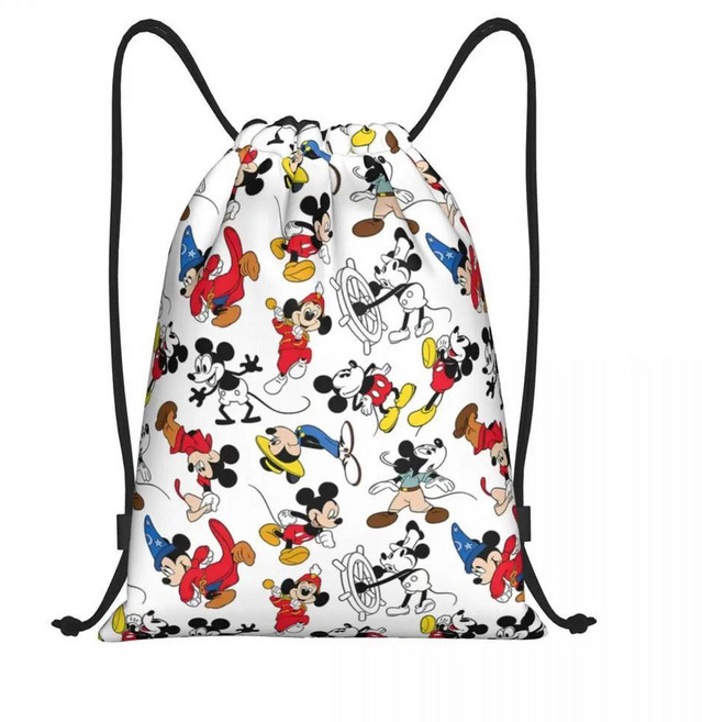 활 미키 미니 마우스 복조리 백팩 체육관 스포츠 배낭 휴대용 만화 쇼핑백, 15. 17, 1개