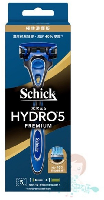 Schick 舒適牌 水次元5 Premium 刮鬍刀 (1刀把2刀片), 1個, Premium刮鬍刀(1刀把2刀片)
