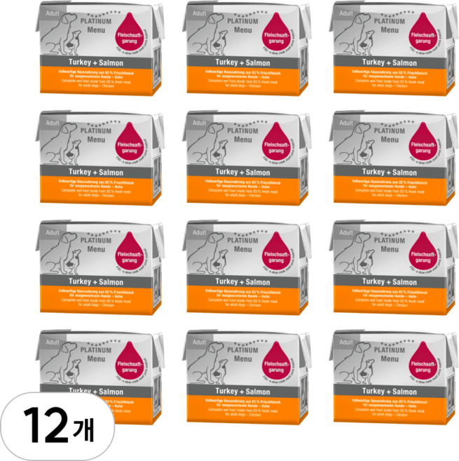 플래티넘 중대형견 전용 메뉴 이베리코 플러스 칠면조 습식사료 쿠킹메뉴팩, 90g, 12개