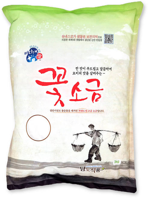 스마일청년 명품 정제소금 정제염 꽃소금, 2개, 3kg