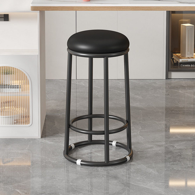 오락실의자 높은 원형스툴 보조 홈바 키큰 철제 계산대 블랙 45cm, 1개, 블랙 60CM 도장 블랙