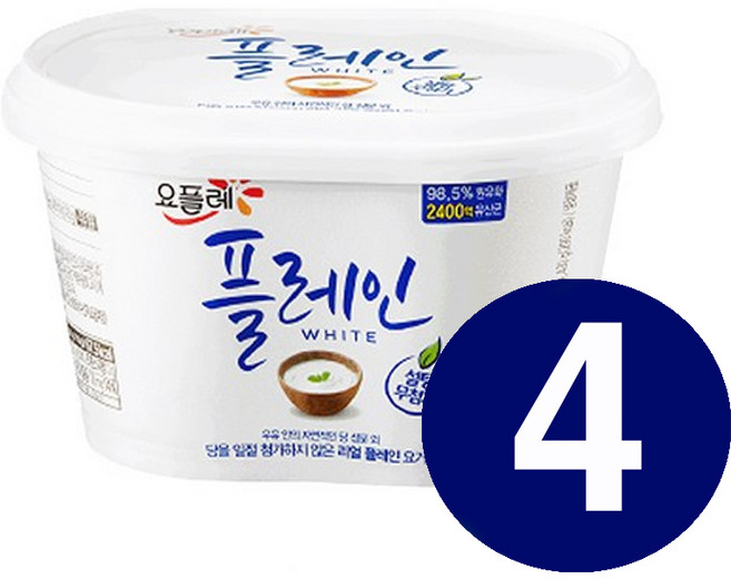 빙그레 요플레 플레인 화이트 430g 냉장무배, 4개