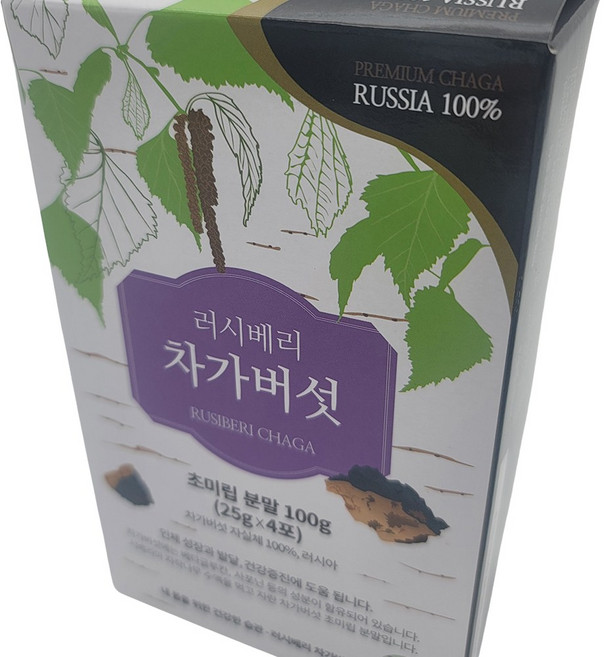 [러시베리] 차가버섯 초미립분말100 : 세척-저온건조-초미립분말 시베리아 명품 차가버섯 분말, 48개, 100g