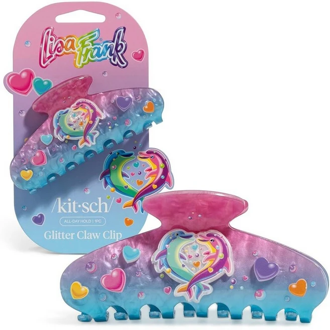 Lisa Frank x Kitsch 여성용 글리터 헤어 클립 - 안전한 고정 클로 클립 | 강한 그립이 있는 반짝이는 헤어 액세서리 재활용 아크릴 | 여성을 위한 이상적인 선 - 쿠팡