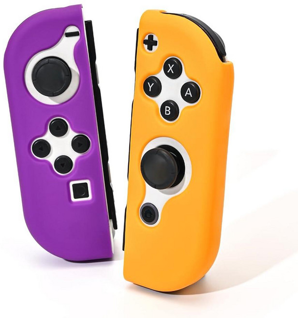 DLseego 스위치 조이 콘 컨트롤러용 보호 케이스 휴대용 소프트 실리콘 TPU 커버 교체 쉘 퓨어 컬러 케이스 및 OLED 모델 Joy CON 온s에 적합 - 그린 레드, 퍼플 오렌지