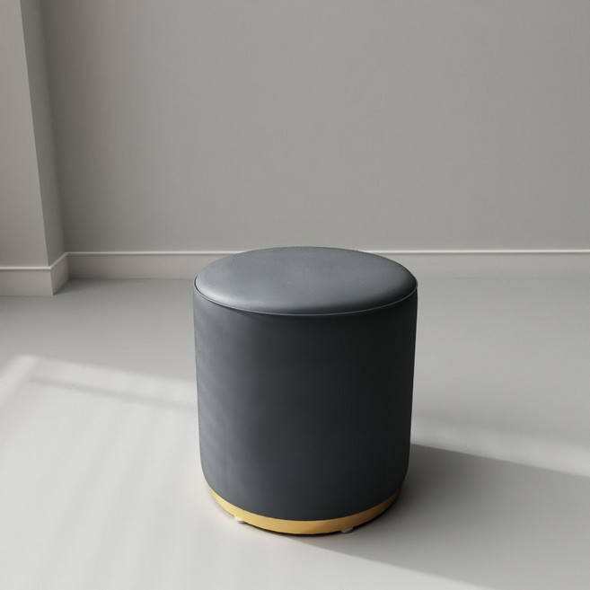 엘엠가구 인테리어의자 골드원형스툴 골드사각스툴 가죽 화장대의자 신발장의자 네일 의자 다용도스툴, 1개, 다크그레이 원형