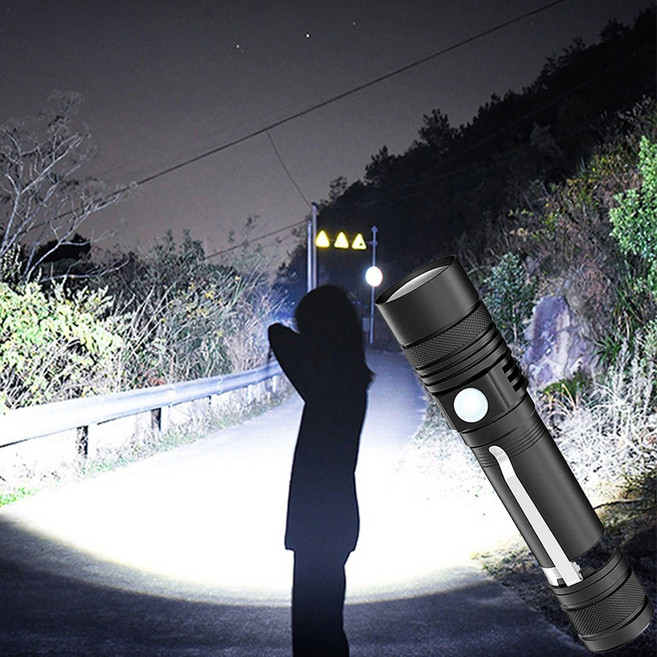 LED 손전등 충전식 가벼운 휴대용 후레쉬 초강력 써치라이트, 1개